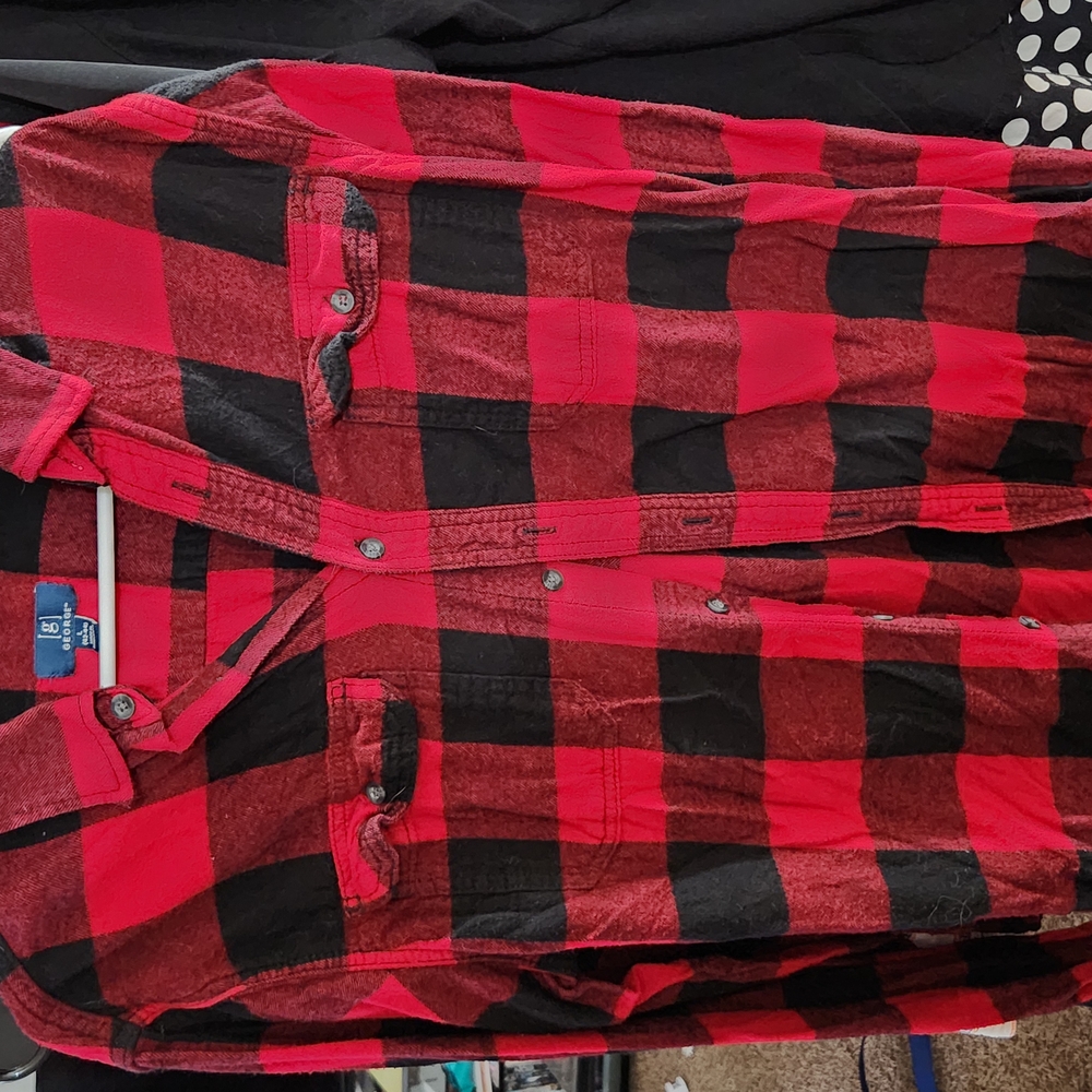 Red and Black Men's Plaid Button-Up Shirt